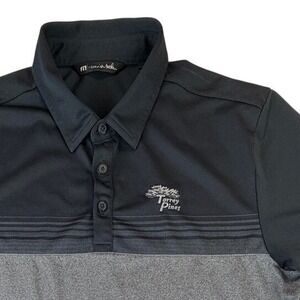 TravisMathew Torrey Pines Golf Polo Men's Large Gray Black Performance Shirt